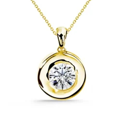 Collar Diamante Linda 0.10-0.50Ct Solitario Oro Amarillo
