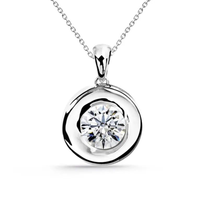Collar Diamante Linda 0.10-0.50Ct Solitario Oro Blanco