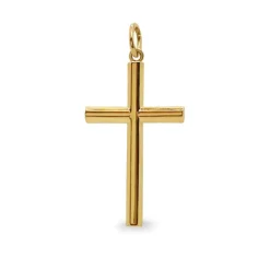 Cruz Oro Lisa Maciza Tubo XXL Oro 18K