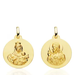 Escapulario 18Mm Virgen Del Carmen Y Corazón De Jesús 18K
