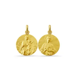 Escapulario Virgen del Carmen Manto y Sagrado Corazón 18K