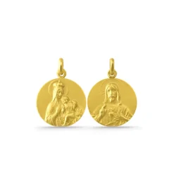 Escapulario Virgen del Carmen y Sagrado Corazón 18K
