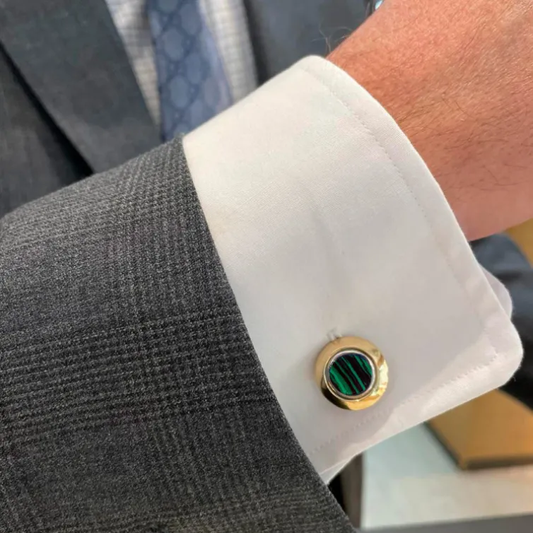 Gemelos De Plata Y Oro Malaquita