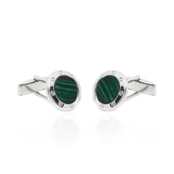 Gemelos Malaquita Verde Plata Redondos