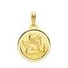 Medalla 18Mm Angel Serafin Bisel Liso 18K
