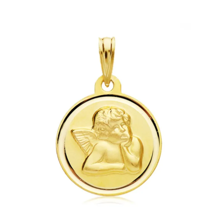 Medalla 18Mm Angel Serafin Bisel Liso 18K