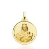 Medalla 22Mm Virgen Del Carmen Bisel Liso 18K