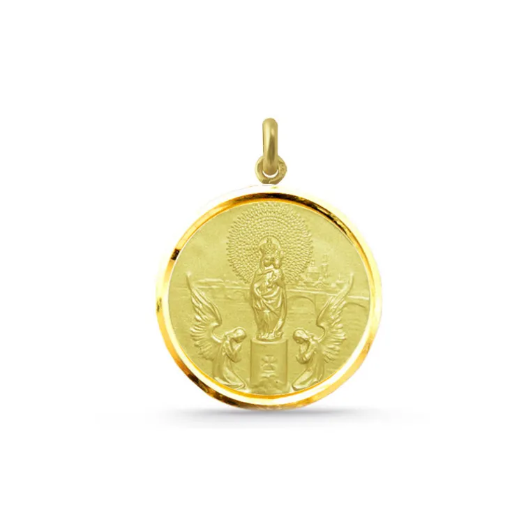 Medalla Virgen del Pilar Oro 18K Bisel