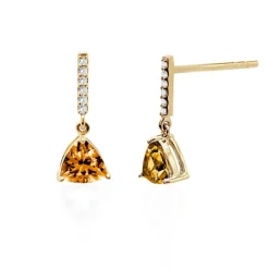 Pendientes Citrino Y Diamantes Trillon