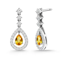 Pendientes Citrinos y Diamantes Leticia