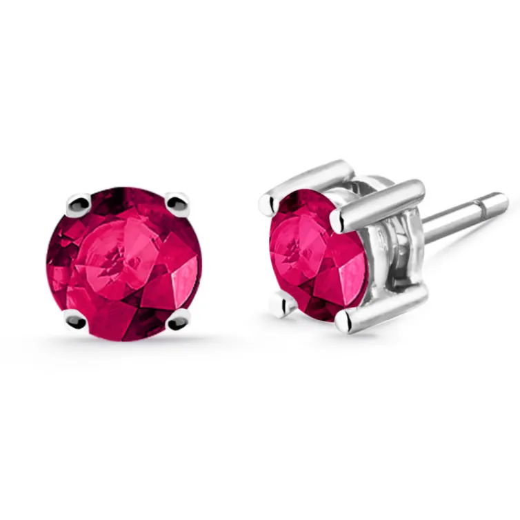 Pendientes de Rubies Jackie Oro Blanco