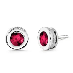 Pendientes de Rubies Linda Oro Blanco