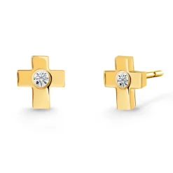 Pendientes Diamantes Dormilonas Cruz