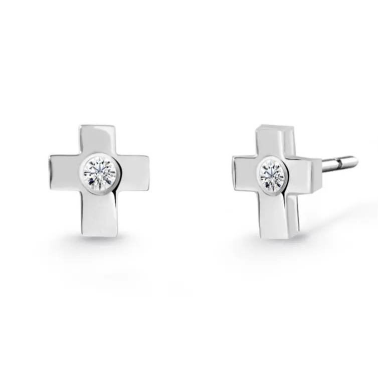 Pendientes Diamantes Dormilonas Cruz