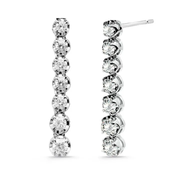 Pendientes Diamantes Largos 0.98Ct Riviere Oro Blanco