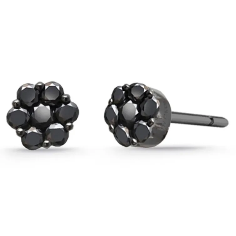 Pendientes Diamantes Negros Camelia 0.22