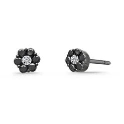 Pendientes Diamantes Negros y Blancos Camelia 0.22