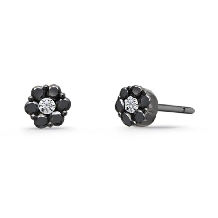 Pendientes Diamantes Negros y Blancos Camelia 0.22