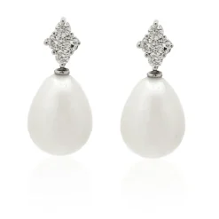 Pendientes Diamantes Y Perlas Rombo