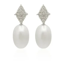 Pendientes Diamantes Y Perlas Rombo
