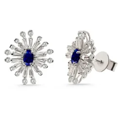 Pendientes Diamantes y Zafiro Copo de Nieve