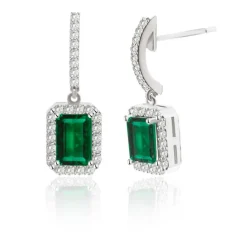 Pendientes Esmeralda 1.45Ct Oro Blanco Sunset Rentangle
