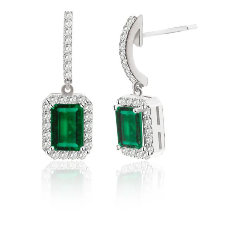 Pendientes Esmeralda 1.45Ct Oro Blanco Sunset Rentangle