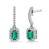 Pendientes Esmeralda Diamantes Sunset Rectangle 0.80 ct Oro Blanco