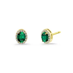 Pendientes esmeralda oval Orla Sunset 1.20 oro amarillo