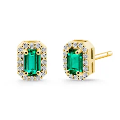 Pendientes Esmeraldas Sunset Rectangle Oro amarillo
