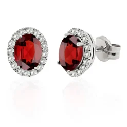Pendientes Granate 3.50Ct Oro Blanco Sunset Oval
