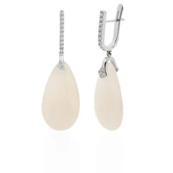 Pendientes Jade Blanco Oro Y Diamantes Serenity