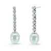 Pendientes Novia Perla y Diamantes Serenidad Chatones 0.75 Oro Blanco