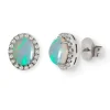 Pendientes Opalo Y Diamantes Cabujon