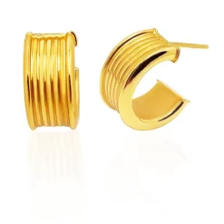 Pendientes Oro Amarillo Aro Rayado Lined