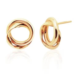 Pendientes Oro Amarillo Nudo Doble Tubo