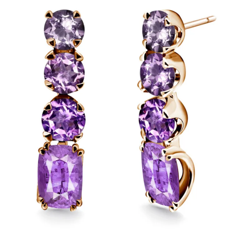Pendientes Oro Amatista Rainbow