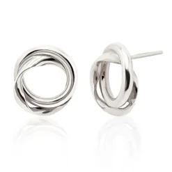 Pendientes Oro Blanco Nudo Doble Tubo