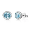 Pendientes Oro Zircon Azul Sello Oval