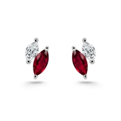 Pendientes Trepadores Marquise Diamantes y Rubíes