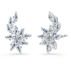 Pendientes Trepadores Oro Marquesa Flor 1.7 Ct