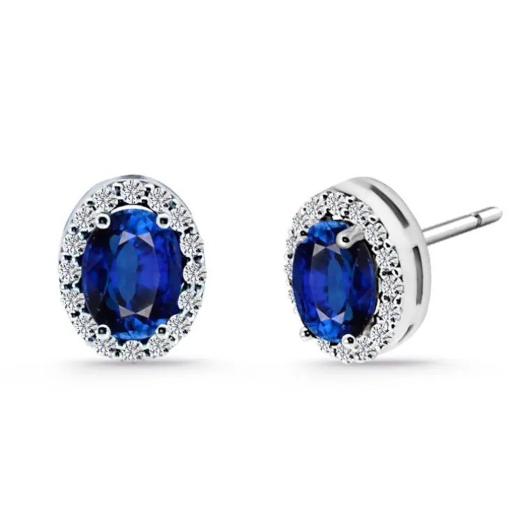 Pendientes Zafiro oval Orla Sunset dormilona