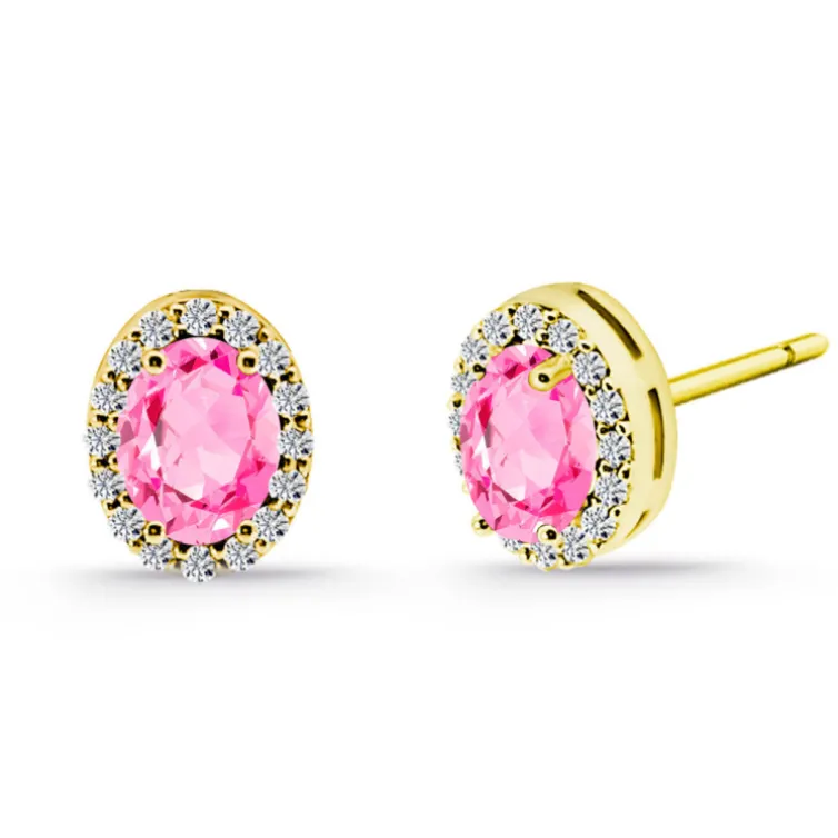 Pendientes Zafiro Rosa oval Orla Sunset dormilona
