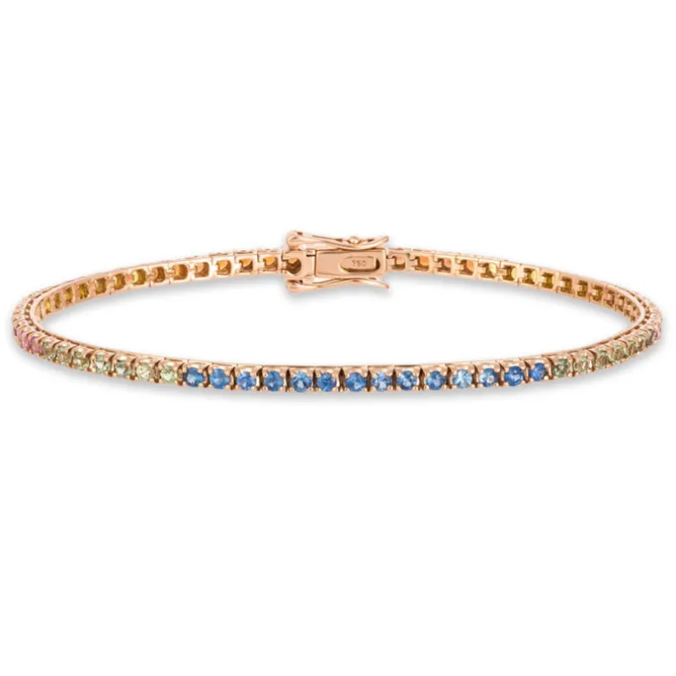 Pulsera Zafiros Colores Oro Rosa Rainbow 2.60Ct
