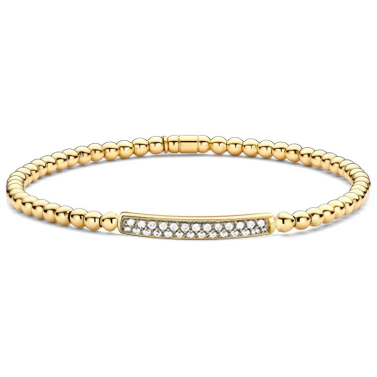 Pulsera de Diamantes y Oro Elástica Barra Media Colette