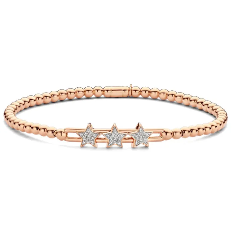 Pulsera de Oro y Diamantes Elástica Tres Estrellas Colette
