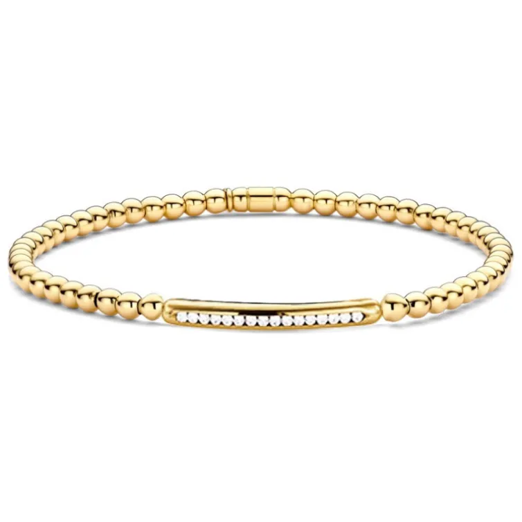Pulsera Elástica de Diamantes y Oro Elástica Barra Sencilla Colette