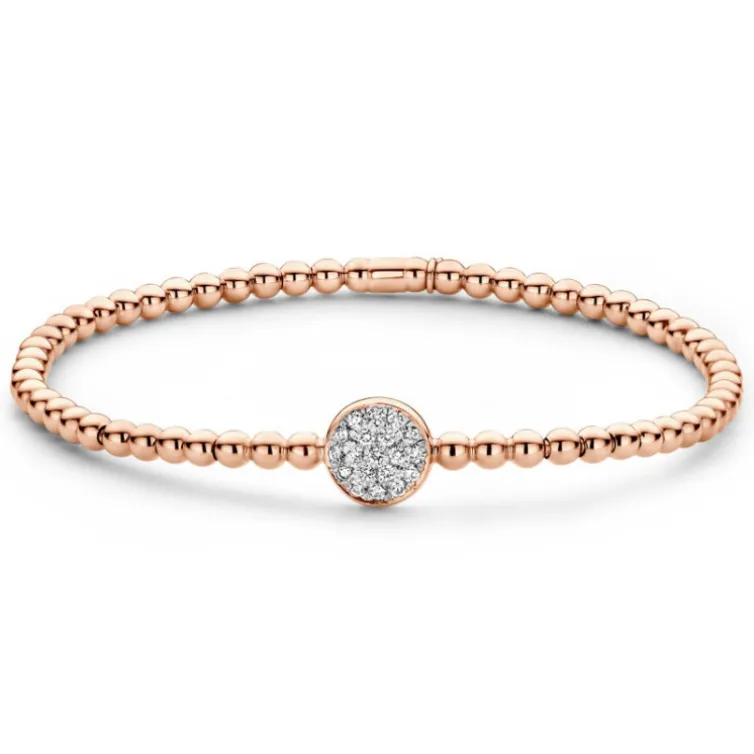 Pulsera Elástica de Oro y Rosetón Central de Diamantes Colette
