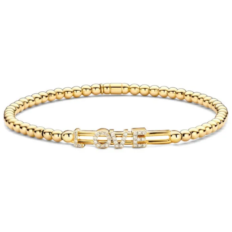 Pulsera Elástica de Oro y Diamantes LOVE Colette