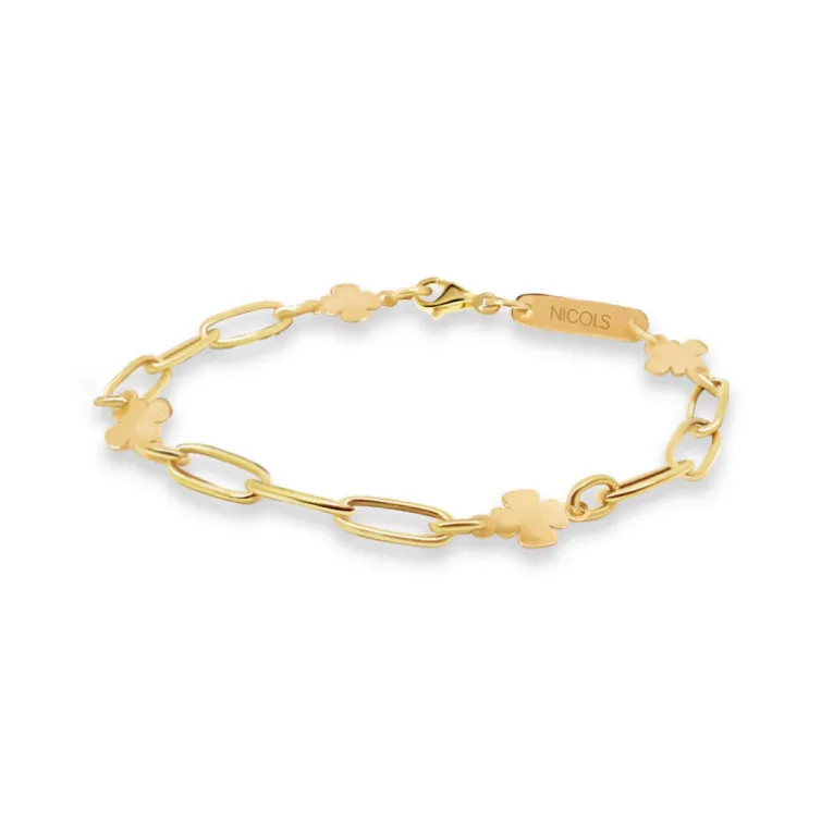 Pulsera Esclava Mujer Oro Amarillo Trebol